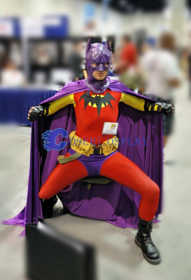 Batman Costume Halloween Zentai Purple Cape